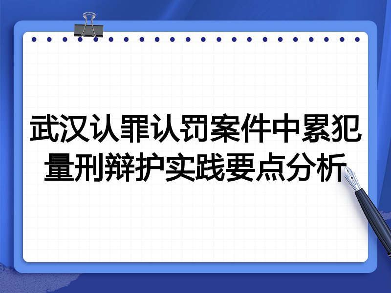 武汉认罪认罚案件中累犯量刑辩护实践要点分析