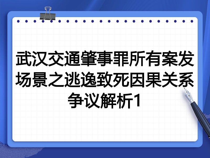 武汉交通肇事罪所有案发场景之逃逸致死因果关系争议解析1