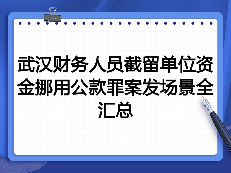武汉财务人员截留单位资金挪用公款罪案发场景全汇总
