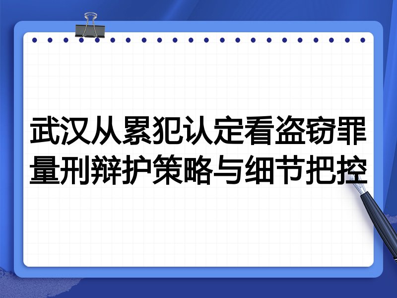 武汉从累犯认定看盗窃罪量刑辩护策略与细节把控