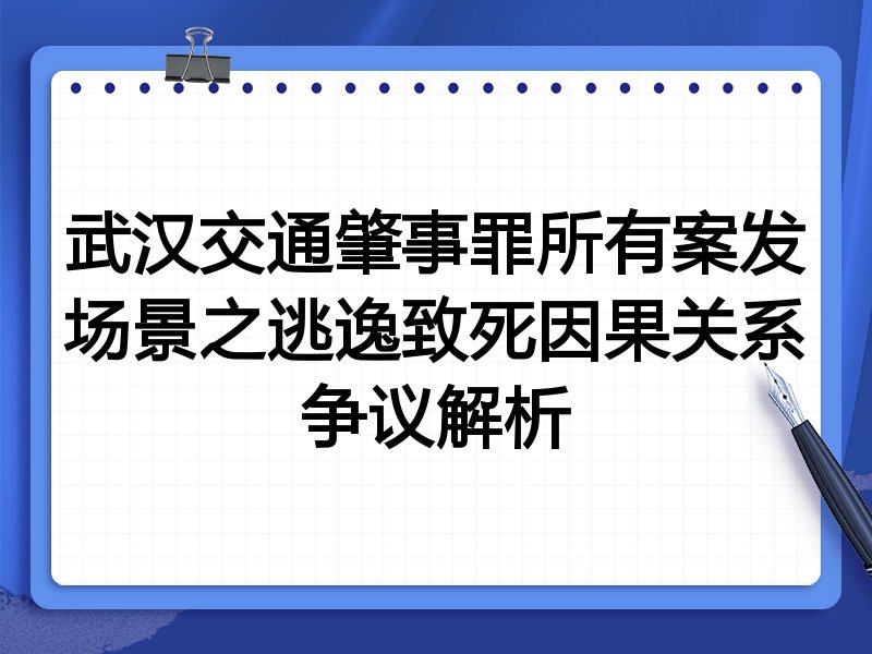 武汉交通肇事罪所有案发场景之逃逸致死因果关系争议解析