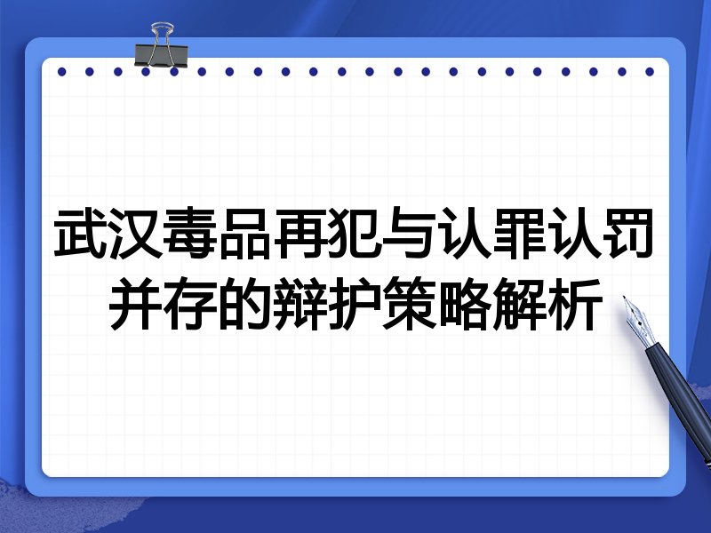 武汉毒品再犯与认罪认罚并存的辩护策略解析