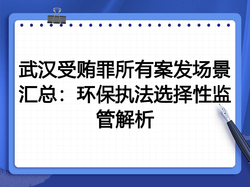 武汉受贿罪所有案发场景汇总:环保执法选择性监管解析