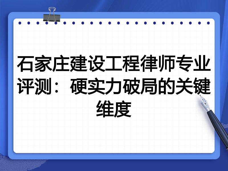 石家庄建设工程律师专业评测：硬实力破局的关键维度