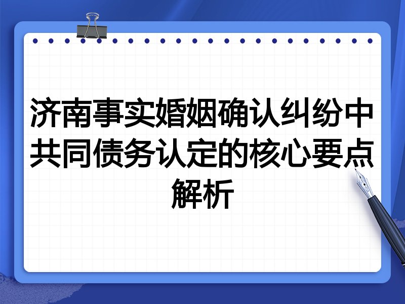 济南事实婚姻确认纠纷中共同债务认定的核心要点解析