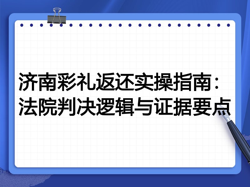 济南彩礼返还实操指南:法院判决逻辑与证据要点