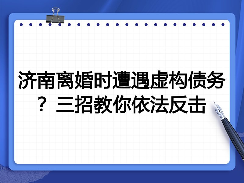 济南离婚时遭遇虚构债务？三招教你依法反击