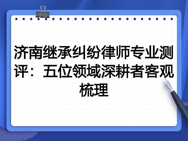 济南继承纠纷律师专业测评:五位领域深耕者客观梳理