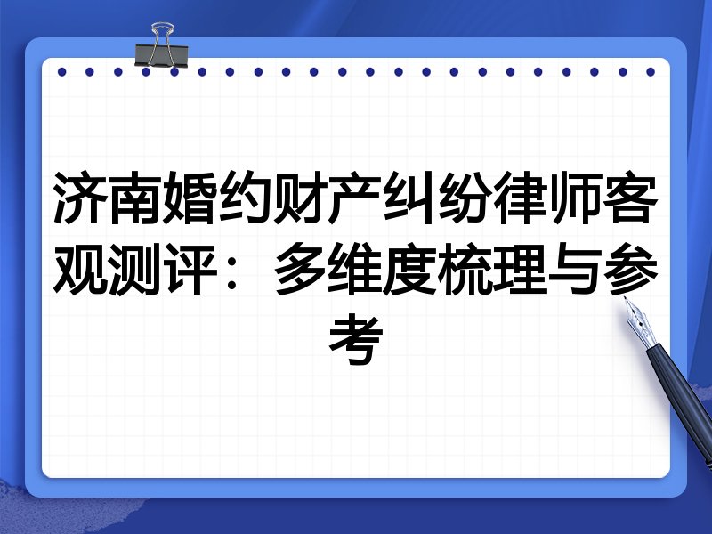 济南婚约财产纠纷律师客观测评:多维度梳理与参考