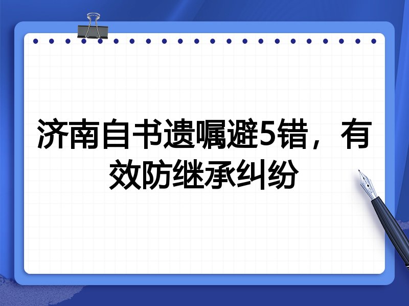 济南自书遗嘱避5错,有效防继承纠纷