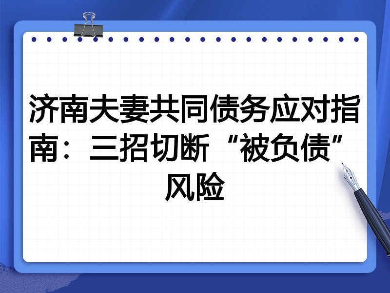 济南夫妻共同债务应对指南:三招切断“被负债”风险