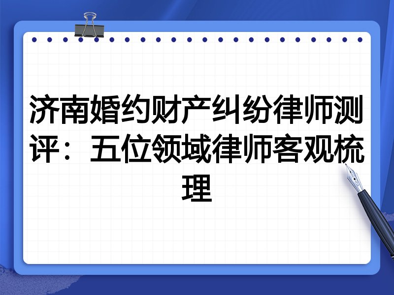 济南婚约财产纠纷律师测评:五位领域律师客观梳理