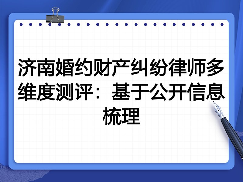 济南婚约财产纠纷律师多维度测评:基于公开信息梳理