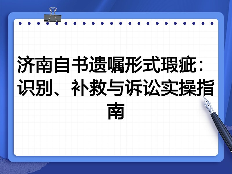 济南自书遗嘱形式瑕疵：识别、补救与诉讼实操指南