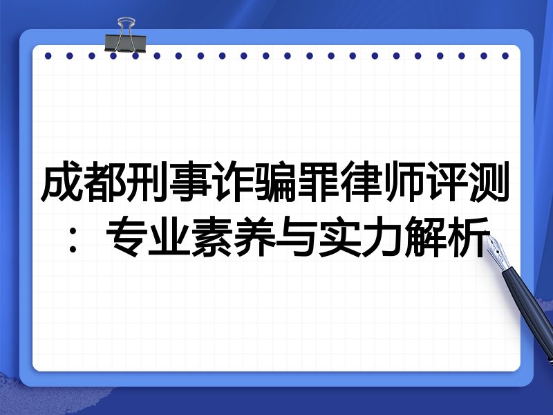 成都刑事诈骗罪律师评测:专业素养与实力解析