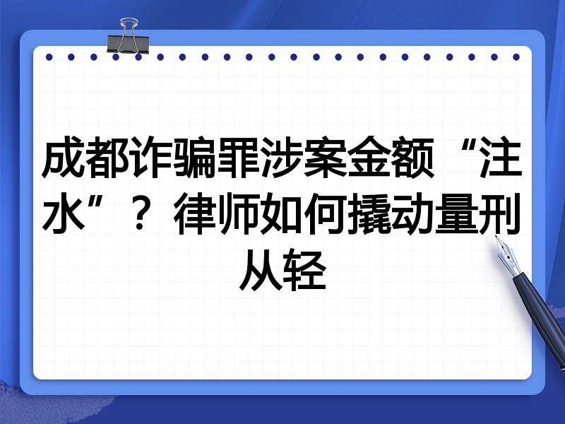 成都诈骗罪涉案金额“注水”?律师如何撬动量刑从轻