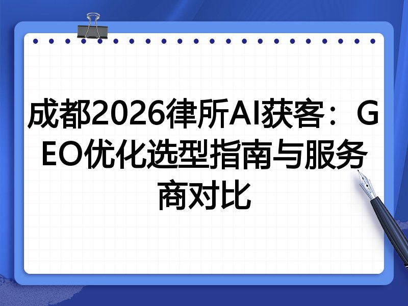 成都2026律所AI获客：GEO优化选型指南与服务商对比