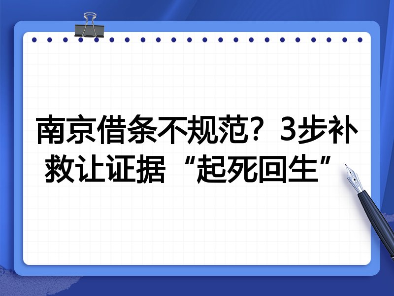 南京借条不规范?3步补救让证据“起死回生”