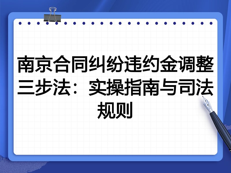 南京合同纠纷违约金调整三步法:实操指南与司法规则