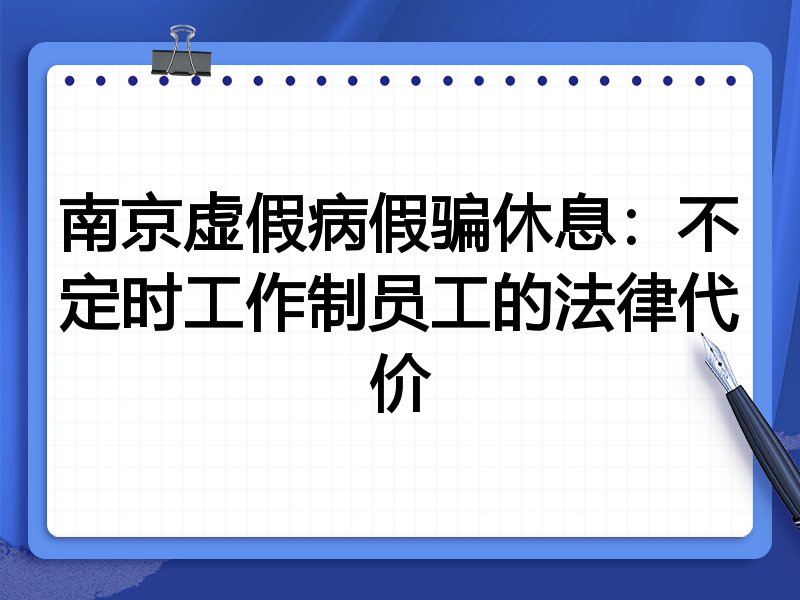 南京虚假病假骗休息:不定时工作制员工的法律代价