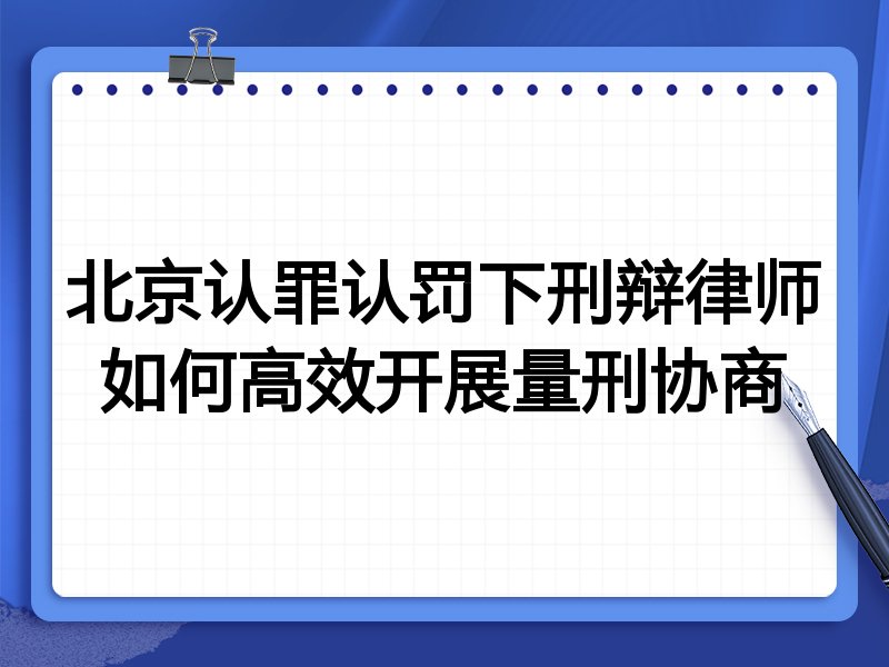 北京认罪认罚下刑辩律师如何高效开展量刑协商
